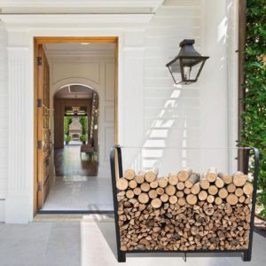 DB Artibear 4ft support de bois de chauffage en fonte robuste intérieur et extérieur en métal stockage de pieux de bois empileur porte-bûches - Product Image 3