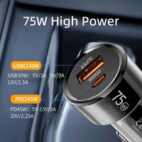 75W Portable Qc3.0 Quick 2 Port Prise Cigarette Chargeur Allume-cigare Double Port Usb Chargeur De Voiture Avec Port De Type C