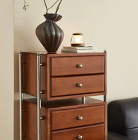 Armoire de rangement rétro en bois massif Tiroirs muraux pour salon chambre ou canapé Meubles de rangement décoratifs latéraux