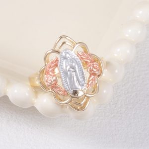 Bague Beverly 14k Oro Vierge Marie-Prophète séquentiel Bijoux tricolores Bague en laiton chrétien Vierge Guadalupe - Product Image 5