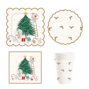 DAMAI Customized Christmas Party Supplies Disposable <b>Dinner</b> <b>Set</b> with Christmas Tree Printed Paper Plate Cup Napkin Tableware <b>Set</b> - Product Image 2