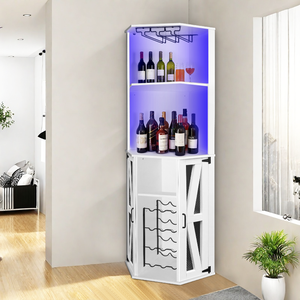 <strong>Corner</strong> <strong>Bar</strong> Cabinet <strong>Unit</strong> with Wine Glass Rack and Lower Cabinet - Product Image 1