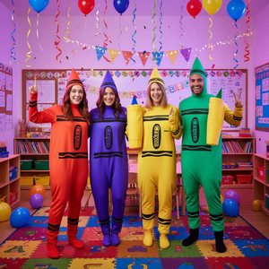 T-shirt a maniche lunghe per costume di gruppo Crayon Purple Pizzazz - Product Image 3