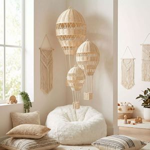 Catsle Handmade Rattan Geometry Hot Air <b>Balloon</b> Decor off White Home Hanging Baby Kids Room Newborn 100 Day Unisex Decoration - Product Image 2