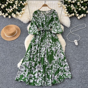 Nouvelles robes de printemps et d'automne imprimées vintage à la mode - Product Image 5