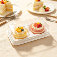 Boîte de pâtisserie en plastique transparent à 2 compartiments avec couvercle transparent, emballage jetable pour desserts à emporter, pour la restauration et la vente au détail