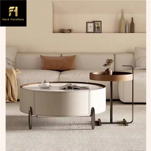 <span class=keywords><strong>Mesa</strong></span> de estilo nórdico, sala de estar central, juego redondo, mesas de centro con 2 cajones de almacenamiento, juego de Hotel - Product Image 4