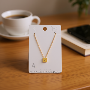 Collar Angelina de Acero Inoxidable con Colgante de Letra Q de 12x14cm, Chapado en Oro, Clásico, Unisex, para Uso Diario, Regalo - Product Image 2