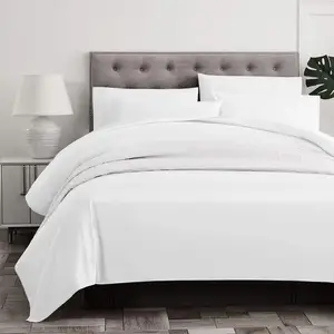 프리미엄 품질 더블 침대 시트 단색 T250 T300 100% 면 새틴 원단 호텔 침대 시트 세트