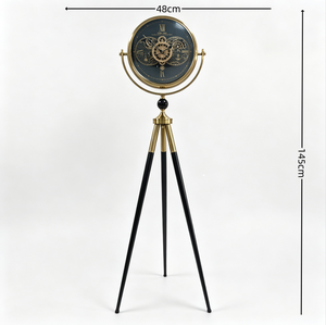 Reloj de pie trípode vintage con engranajes expuestos, marco de aleación, esfera de madera estilo coche antiguo, movimiento de cuarzo, decorativo, tipo reloj de <span class=keywords><strong>abuelo</strong></span> - Product Image 6