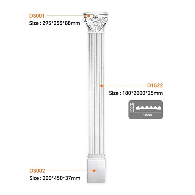 High-Quality Polyurethane Pillar with Impact-Resistant Elegant Decorative Column for Homes & Commercial Spaces