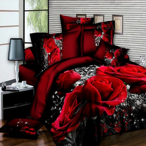 OEM ODM 3D Blumen bedrucktes Bettwäsche set Benutzer definierte King <span class=keywords><strong>Size</strong></span> Hochzeit 4-teiliges Bettlaken-Set für zu Hause - Product Image 4
