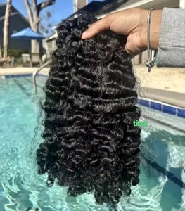 Cheveux bouclés rebondissants <span class=keywords><strong>Fumi</strong></span>, Cheveux bouclés bruts birmans à double trame, 100% Cheveux bruts birmans, Prix de gros, Extensions de cheveux bouclés bruts indiens - Product Image 5