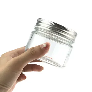 Hot Selling 8oz Wide Mouth Glass Jars Kitchen Storage Container Canning With Metal Aluminum Lid