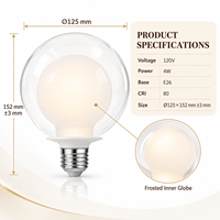 Ampoule LED G40 G125 à double ampoule, nouveau design, verre clair givré, 120V E26, sans scintillement, verre fumé, verre ambré, directement de l'usine