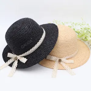 A Natur große Strohmützen für Damen mittellanges Rafia-Hat