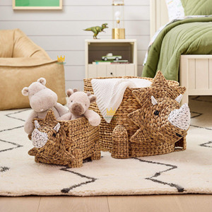 Wholesale Price Water Hyacinth <b>Baskets</b> Woven With Rhinoceros Shape,Handcrafted Storage <b>Baskets</b> for Kids Bedroom - Product Image 5