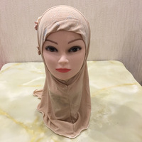 Turquie africaine 6 pièces fleur avec strass décoration coton jersey tissu respirant islamique enfants fille modeste hijab