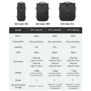 <span class=keywords><strong>Sac</strong></span> pour <span class=keywords><strong>appareil</strong></span> <span class=keywords><strong>photo</strong></span> reflex numérique étanche Ambitful Om Cube pour reflex numérique, hybride, Sony, Nikon, avec protection renforcée et panneau de séparation DIY - Product Image 2