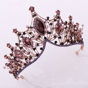 Corona da Sposa <span class=keywords><strong>Tiara</strong></span> Barocca Retrò in Rame Nero, Copricapo per Matrimonio, Fidanzamento, Anniversario, Compleanno, <span class=keywords><strong>Regina</strong></span> - Product Image 4