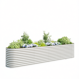 Bac à fleurs elliptique en acier galvanisé argenté pour fleurs et plantes vertes - Product Image 1