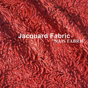 Nais Nieuwe Mode Metallic Polyester Brokaat Textiel Rode Bloem Rose Jacquard Jacquard Reliëf Jurk M Stof