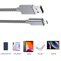 Vente flash Câble USB tressé de 1 m vers Micro USB Chargeur rapide 2A Câbles USB Micro B pour téléphone Android