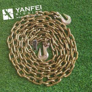 Dây xích kéo xe tải, rơ moóc kiểu Mỹ G70 5/<span class=keywords><strong>16</strong></span> inch và 3/8 inch, dài 20ft, mạ kẽm, có 2 móc khóa kiểu Clevis - Product Image 1