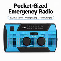 2000mAh Taschen-Notfallradio AM/FM-Empfänger Solar Handkurbel USB-C 4-Wege-Ladung LED-Taschenlampe SOS Sturmaufschlagklares Gerät