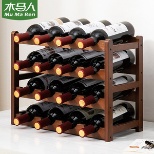 Estante para vinos de escritorio, estante de almacenamiento de vinos, estante de exhibición para vinos, estante para vinos para sala de estar, estante para botellas inclinado de varias capas - Product Image 4