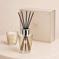 Coffret Cadeau Luxe Oud Bougie et Diffuseur à Bâtonnets, Vente Directe Usine, Décalque Doré Personnalisé, Verre, Marque Privée, Cadeaux d'Entreprise
