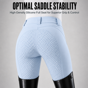 Custom Light Blue Zipper Pocket Horse Riding Breeches (Silicone Knee Patch Equestrian <strong>Jodhpurs</strong> for Horse Show - Product Image 2
