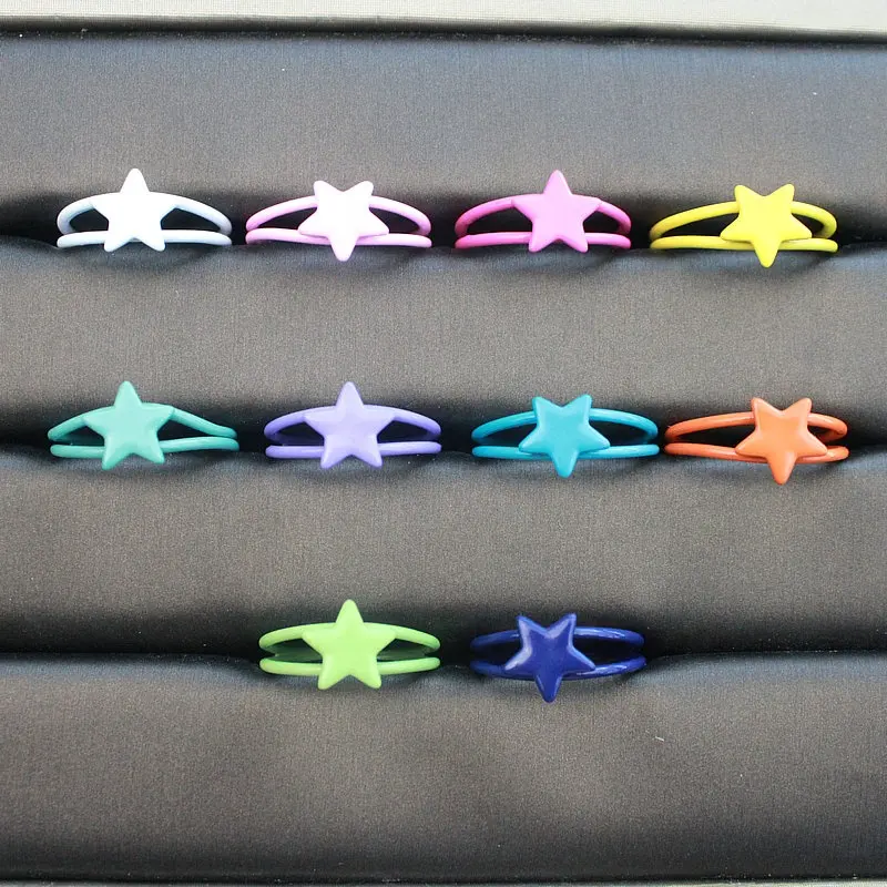 CH-LHE0367 Summer Style Enamel Color Rings Wholesale Adjustable Plated Star Rings Multi Color Neon Star Ring
