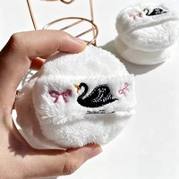 Houppette à poudre en peluche, douce et en velours, lavable et réutilisable, grande houppette cosmétique pour fond de teint avec ruban pour femme