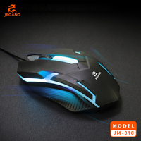 JM-318 Mouse Gaming Berkabel dengan Lampu Bernapas 7 Warna yang Tersinkronisasi, Mesin Optik 1600 DPI, Mouse Ergonomis Berkabel untuk PC Laptop