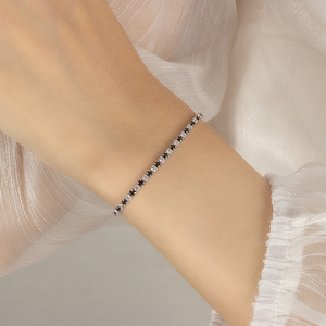 Bracelet tennis en argent sterling 925 avec zircon noir et blanc de 1,5 mm, serti rond, nouveau design, bijoux fins, bracelets - Product Image 5