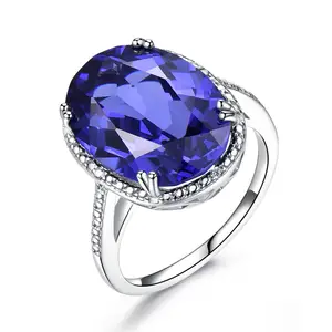 2022 New Arrival Luxury Design Sterling Silver 925 Tanzanite Gemstone Jewelry Engagement Ring