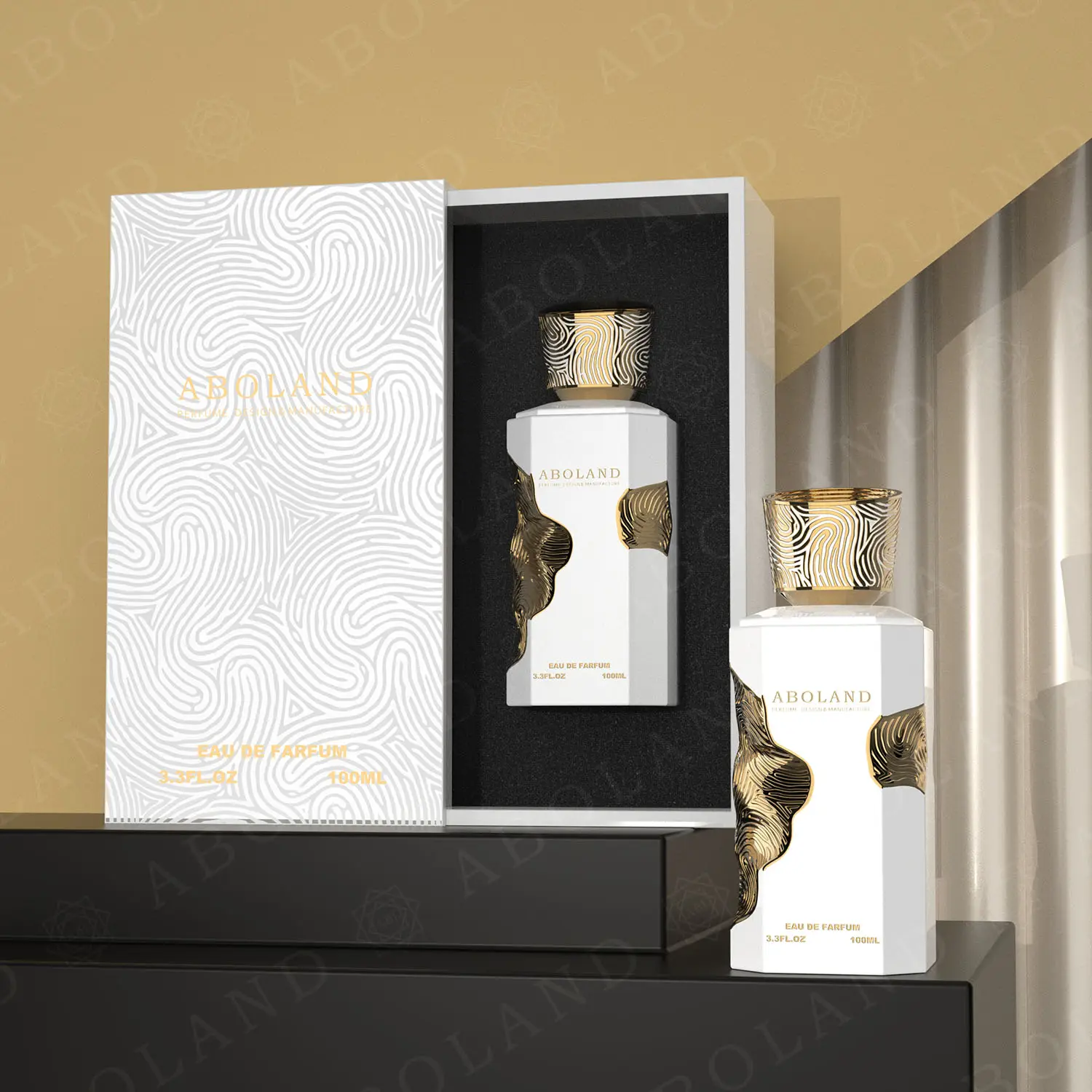 Personalizza la scatola di profumo nera di lusso bottiglia di profumo vuota nuovo Design confezione unica di profumo