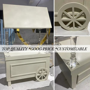 <strong>Hot</strong> Sale White Roof Wedding Customized Pvc Acrylic Hotel <strong>Party</strong> Food Cart Dessert Cart Candy Cart With <strong>Wheels</strong> - Product Image 4