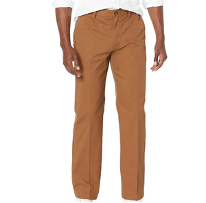 Pantalones Casuales de Algodón Twill para Hombre, Corte Recto, Cintura Media, Cierre de Botones, Color Sólido, Antiarrugas, Transpirables, para Primavera/Verano - Product Image 1