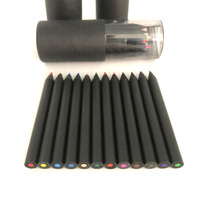 Ensemble d'emballage de tubes en papier Mini Golf 12 couleurs crayon en bois noir avec taille-crayon pour fournitures d'apprentissage pour enfants