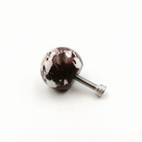 Bouton de poignées de porte d'armoire en forme de boule ronde en marbre Rosso Levanto