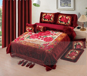 Set di 12 Coperte <span class=keywords><strong>Rosa</strong></span> in Velluto Caldo per l'Inverno, <span class=keywords><strong>Coperta</strong></span> Pesante Stampata King Size 10kg con Tende Coordinate - Product Image 5