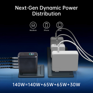 <span class=keywords><strong>Chargeur</strong></span> Super Rapide GaN <span class=keywords><strong>140W</strong></span>, Multi-Ports USB-C PD QC3.0 PPS, pour iPhone Mac Samsung Prise UK Fournisseur d'Usine Vente en Gros OEM ODM - Product Image 3