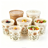 Gobelets à dessert jetables en papier biodégradable de qualité alimentaire, contenants personnalisés avec logo imprimé pour les boulangeries, les cafés, les collations, les biscuits et les bonbons