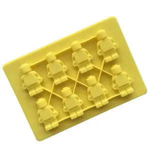 Lego-molde de silicona con 8 cavidades para pastel, molde para chocolate, caramelo, sin BPA, robot de hielo