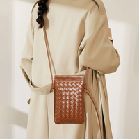 Honour Me Geweven Pu-Leer Waterdichte Crossbody Sling Telefoonzak Met Aangepaste Kleur Voor Unisex