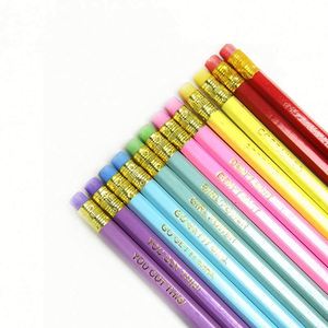 Crayons en bois HB 2B pour dessin, personnalisés, amusants, mignons, pour l'école, écriture, crayons de haute qualité avec gomme - Product Image 2