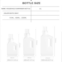Bouteilles vides en plastique HDPE de 400 ml, 600 ml, 1000 ml, style INS, distributeurs ménagers pour nettoyants, adoucissants, lessives