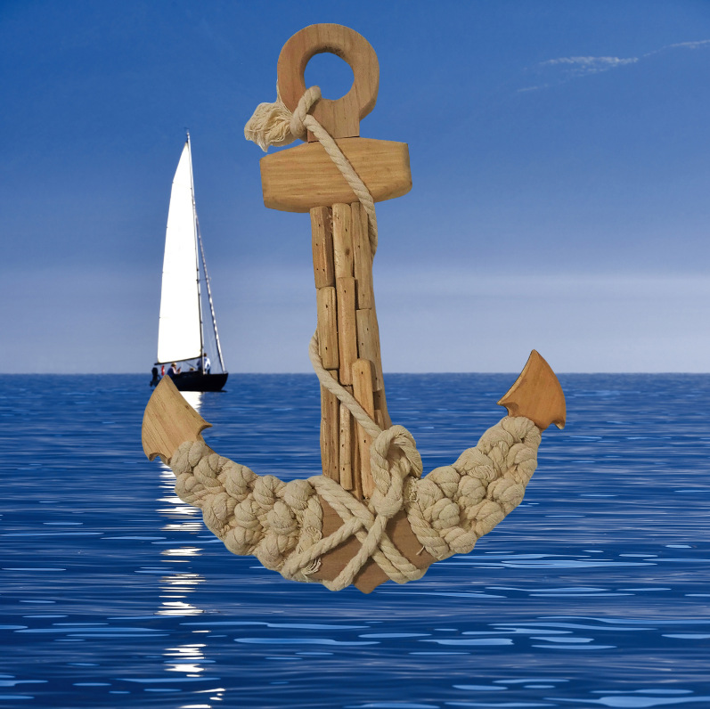 American Country Wooden Boat Anchor Wall Decoration Home Hanging Decoration Bar Restaurant Decoration Customizable